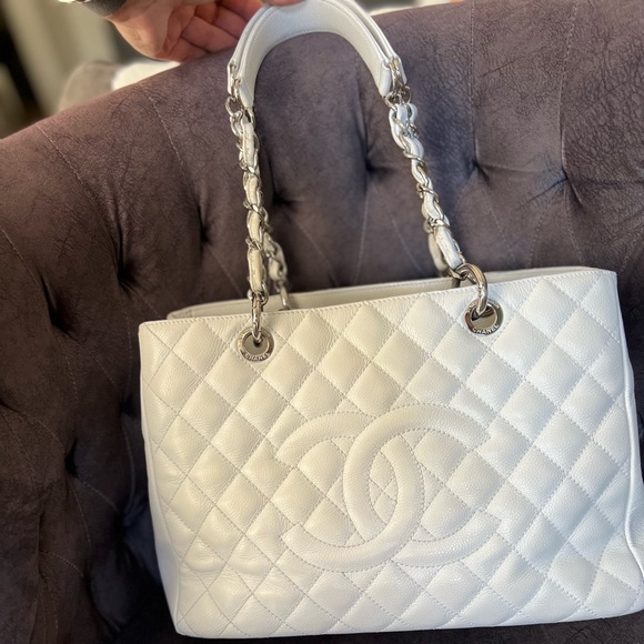 Authentic Chanel grand shopper tote RARE WHITE